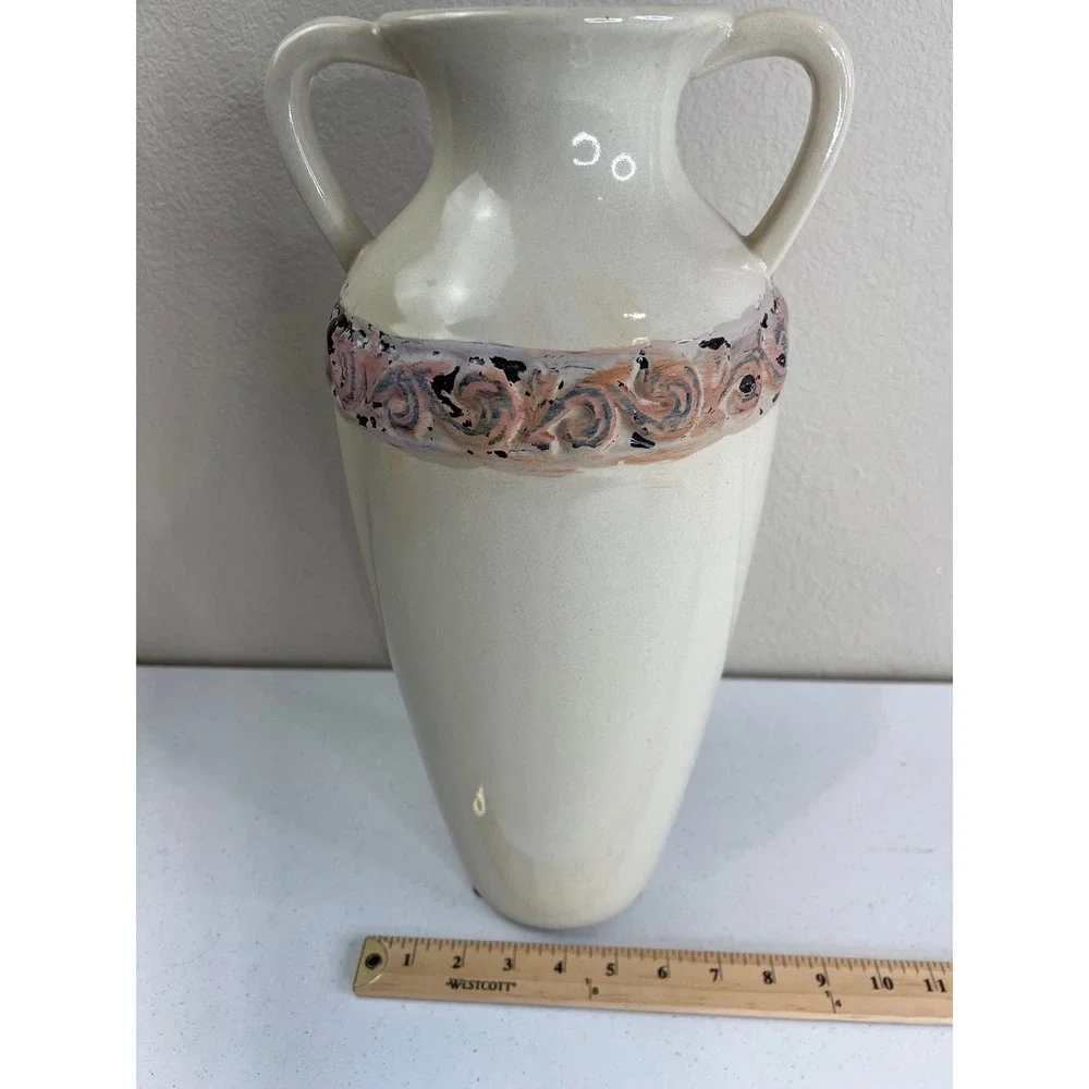 Decorative Vase Cream Tan Artistic Large‎ Classic Classy Vintage